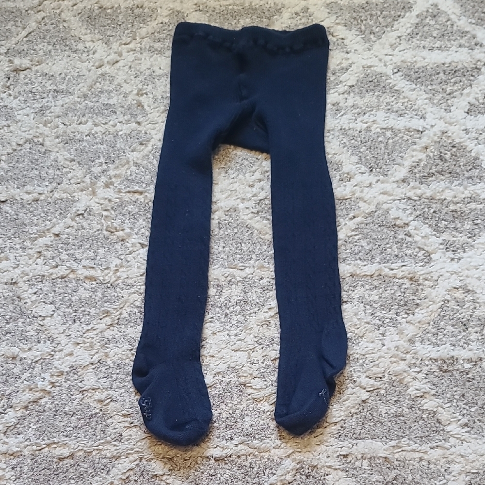 10 for $25 - baby GAP Girls 2-3 Years Blue Cable Knit Tights with Brown Bear
